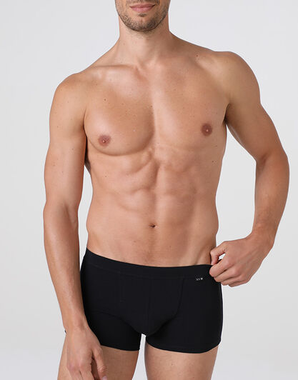 Short boxer Cotton Stretch nero in cotone elasticizzato, , LOVABLE