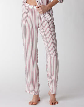 Pantalone del pigiama in tela di viscosa, rigato, , LOVABLE