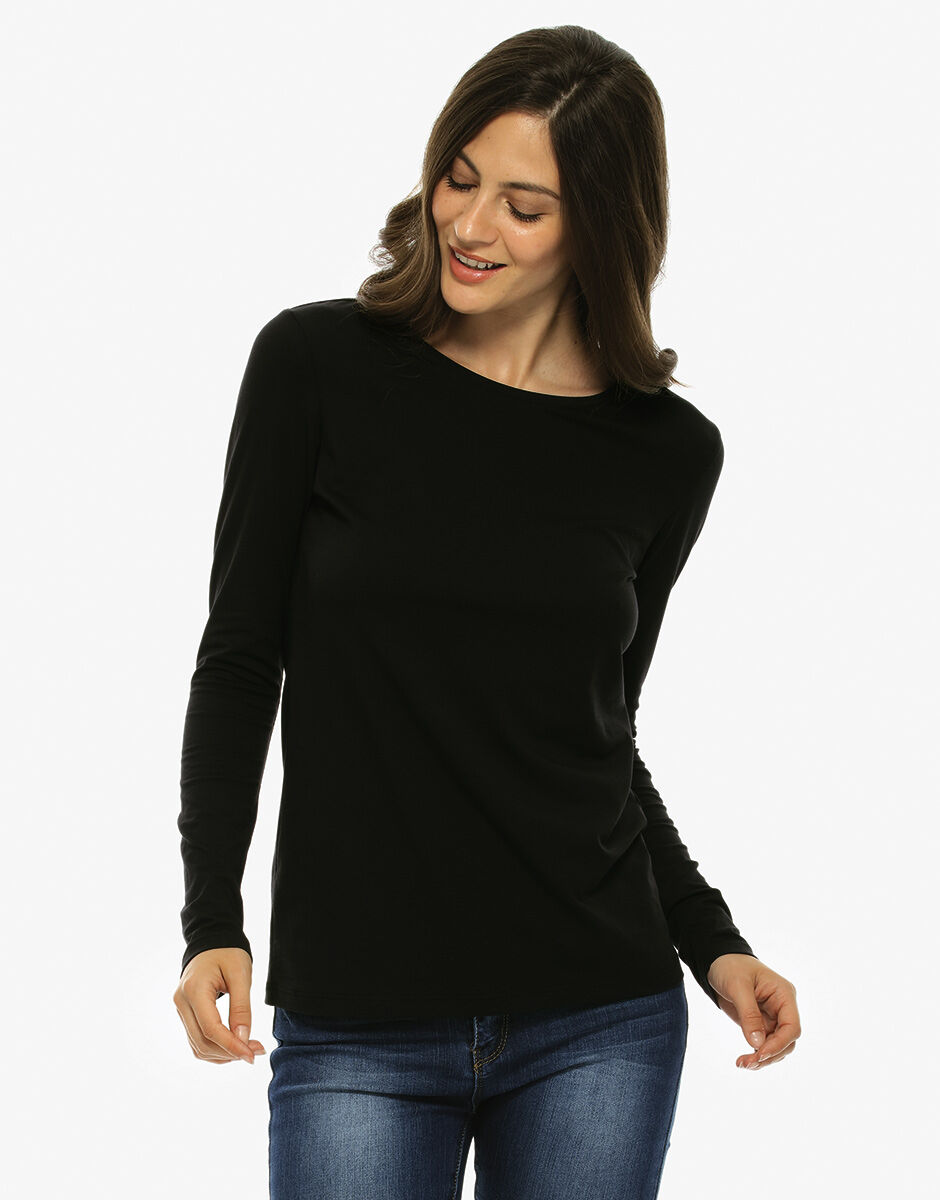 Maglia manica lunga nero in cotone supima