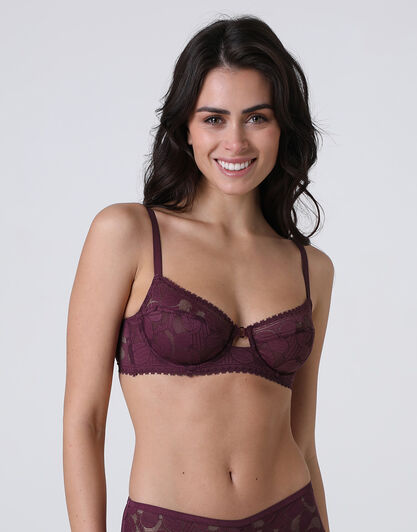 Reggiseno con Ferretto Art Flower Lace in pizzo, vinaccia, , LOVABLE