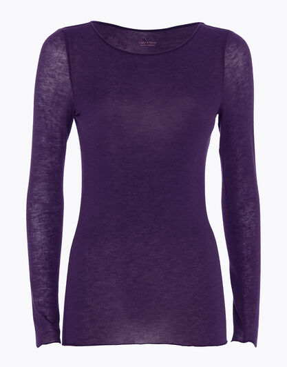 Maglia con scollo a barchetta e manica lunga in modal e cashmere, tornado scuro, , LOVABLE