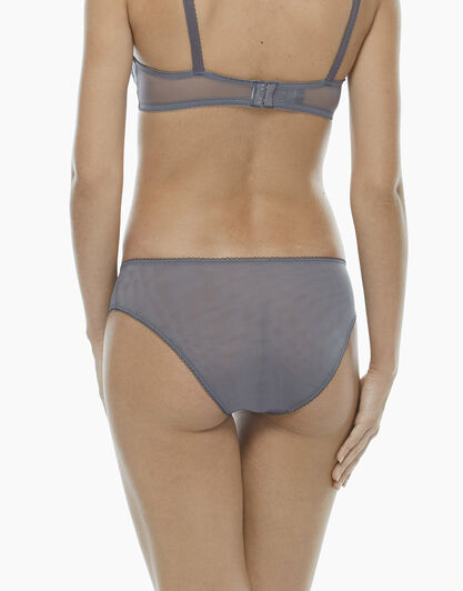 Slip grigio scuro, in tulle ricamato, raso elasticizzato e tulle elasticizzato, , LOVABLE