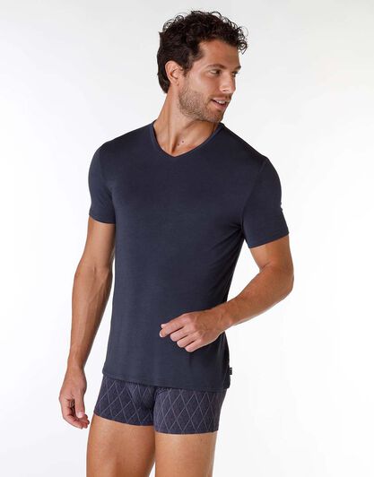 T-shirt uomo in micromodal, blu nvy, , LOVABLE