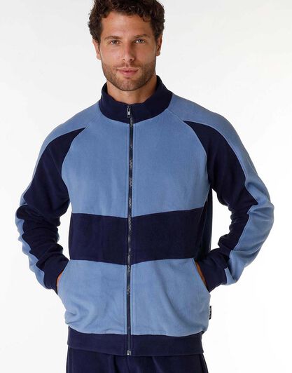 Felpa uomo in pile, blu polvere e navy, , LOVABLE
