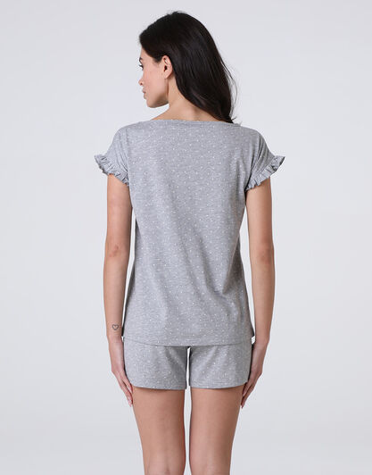 Pigiama Corto in Jersey, grigio melange a pois, , LOVABLE