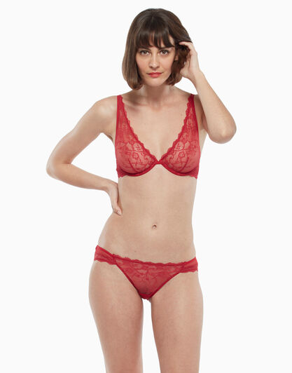 Reggiseno ferretto in pizzo e tulle, rosso, , LOVABLE
