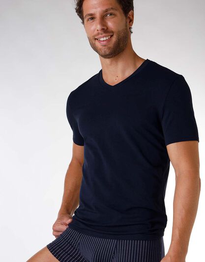 T-shirt uomo in cotone modal, blu navy, , LOVABLE