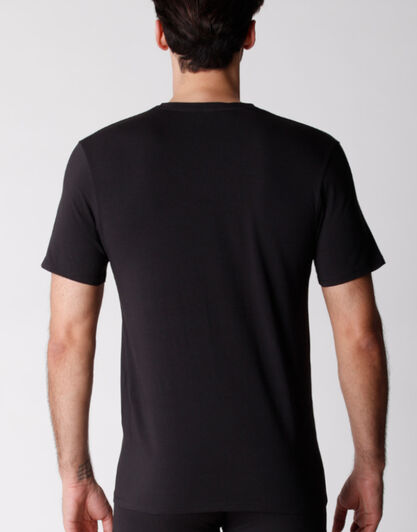 T-shirt scollo a V uomo in cotone biologico, confezione x2 nero, , LOVABLE