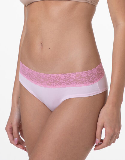 Slip Table Panties in cotone e pizzo, rosa, , LOVABLE