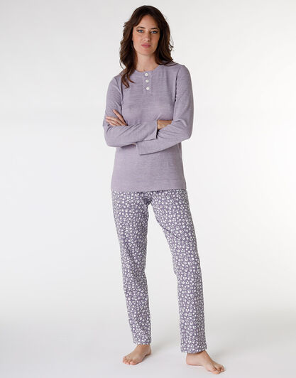 Pigiama in interlock di cotone, tornado con stampa a fiori, , LOVABLE