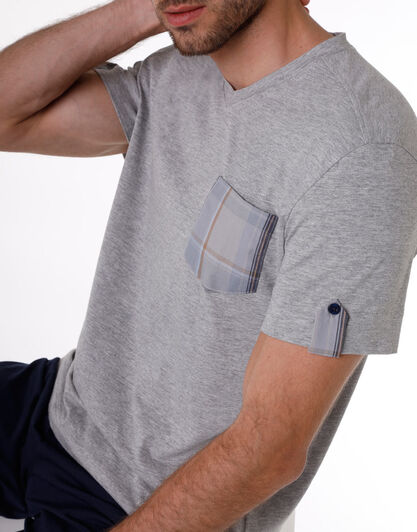 Pigiama corto uomo in jersey di cotone, grigio melange, , LOVABLE