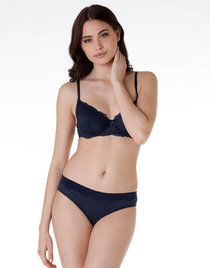 Reggiseno con ferretto in pizzo e microfibra Exquisite Lace, blu, , LOVABLE