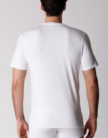 T-shirt scollo a V uomo in cotone biologico, confezione x2 bianco, , LOVABLE