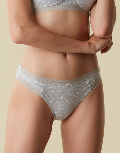 Slip Comfy Style in cotone elasticizzato, stampa cuori, , LOVABLE