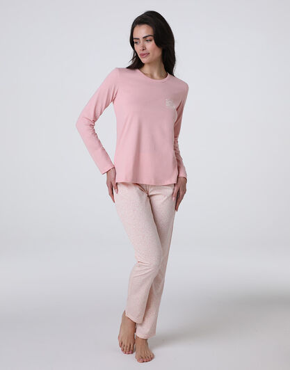 Pigiama Lungo in Jersey, rosa vintage, , LOVABLE