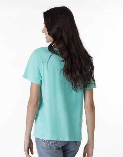 Maglia manica corta con scollo a V Basic Soul in cotone, verde menta, , LOVABLE