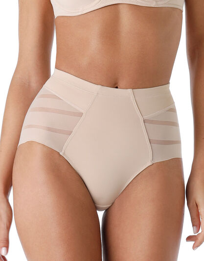 Guaina Vita Media Fancy Shaping in microfibra modellante e tulle, cipria, , LOVABLE