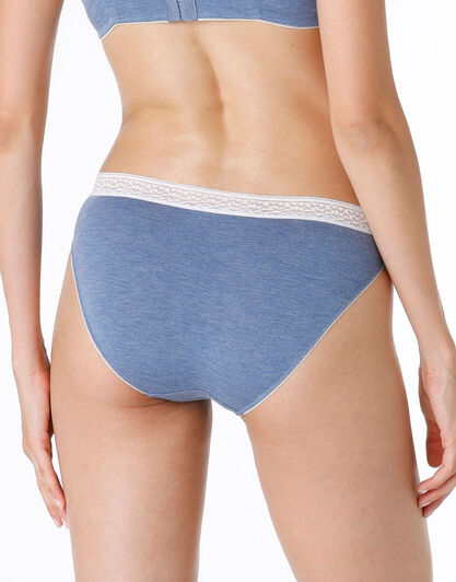 Slip Natural Feminine in viscosa e pizzo, blu denim, , LOVABLE
