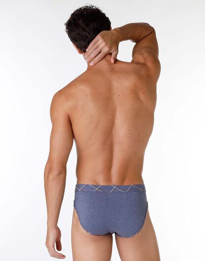 Slip uomo in cotone elasticizzato, blu melange, , LOVABLE