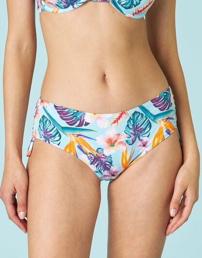 Costume slip alto con coulisse Shiny Micro in microfibra, Tropicale Verde Menta, , LOVABLE