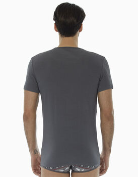 T-Shirt girocollo grigio medio in cotone elasticizzato , , LOVABLE