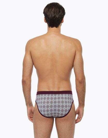 Slip in cotone elasticizzato, stampe quadri bordeaux, , LOVABLE