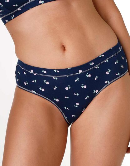 Culotte brasiliano in cotone elasticizzato Printed Stretch Cotton, blu stampato, , LOVABLE