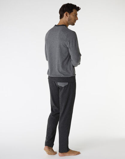 Pigiama lungo in interlock 290gr, grigio effetto melange, , LOVABLE