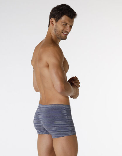 Boxer Rephined Cotton Modal, blu melange a righe, , LOVABLE