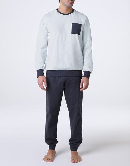 Pigiama Lungo Girocollo in Jersey, azzurro chiaro,  Pigiama Lungo Girocollo in Jersey, azzurro chiaro, , LOVABLE