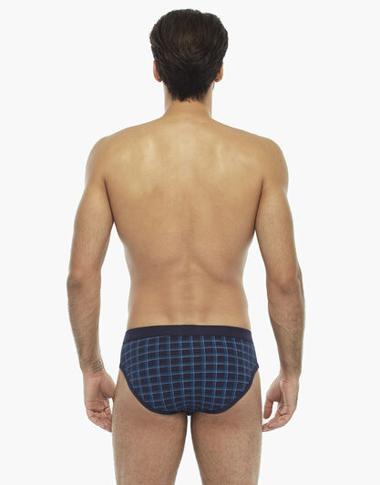 Slip blu stampa check in cotone elasticizzato  , , LOVABLE