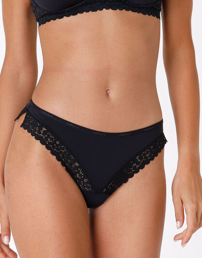 Brasiliano Intimately in pizzo e microfibra, nero, , LOVABLE