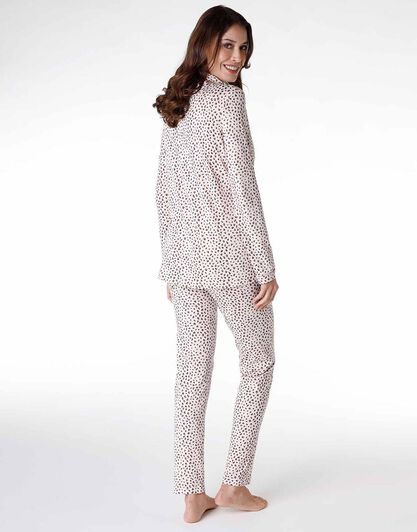 Pigiama lungo donna in cotone modal, stampa animalier, , LOVABLE