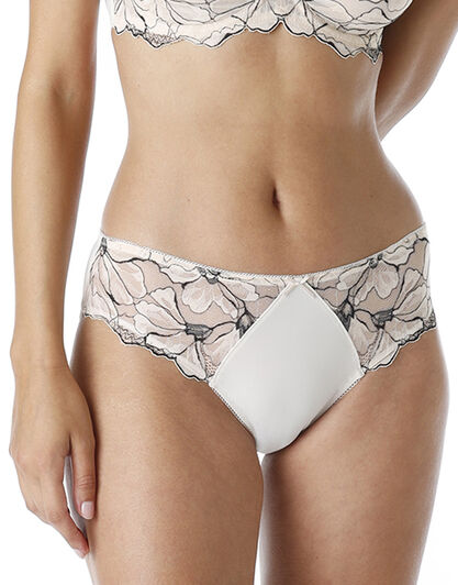 Slip Midi Floral Lace in pizzo e microfibra, sabbia, , LOVABLE