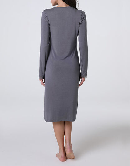 Camicia da Notte Lunga scollo a V Elegant Modal, grigio antracite, , LOVABLE
