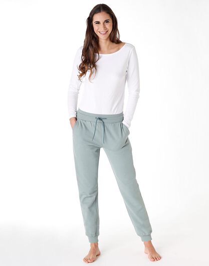 Jogger lungo donna in cotone, verde eucalipto, , LOVABLE