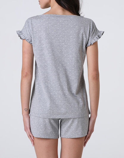 Pigiama Corto in Jersey, grigio melange a pois, , LOVABLE