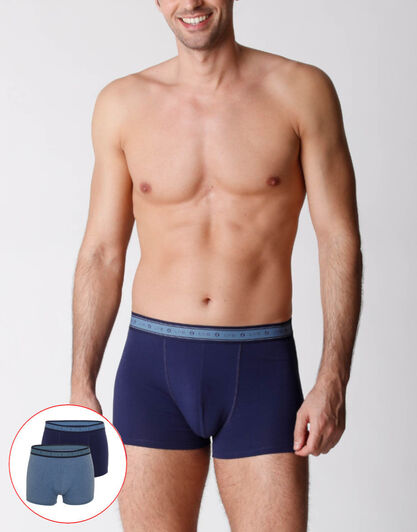 Boxer bipack uomo in cotone biologico, blu melange, , LOVABLE