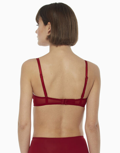 Reggiseno ferretto in microfibra, tulle plumetis e pizzo, rosso, , LOVABLE