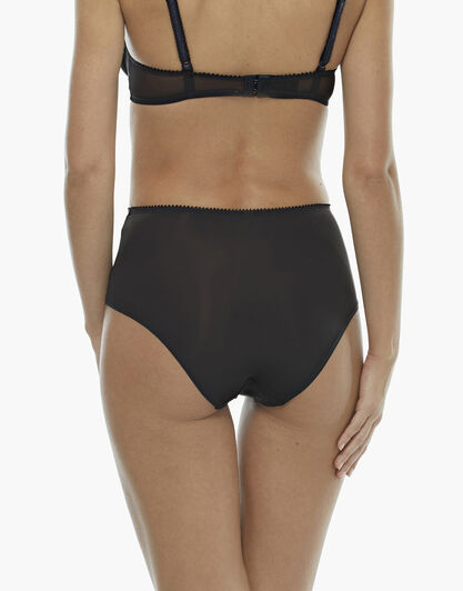 Slip alto, caffè, in microfibra, tulle e inserti di pizzo , , LOVABLE