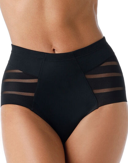 Guaina Vita Media Fancy Shaping in microfibra modellante e tulle, nero,  Guaina Vita Media Fancy Shaping in microfibra modellante e tulle, nero, , LOVABLE