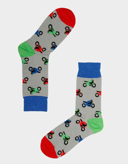 Calzini corti Crazy Socks, stampa di moto, , LOVABLE