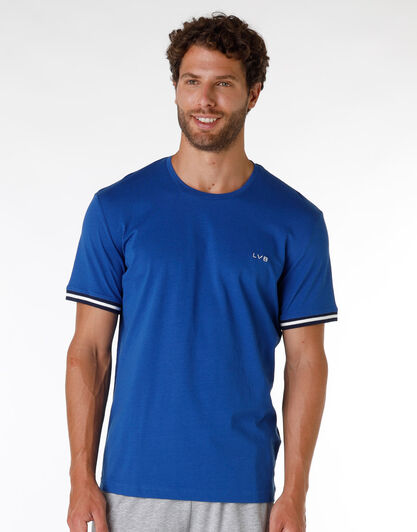 T-shirt del pigiama uomo in jersey di 100% cotone, blu royal, , LOVABLE