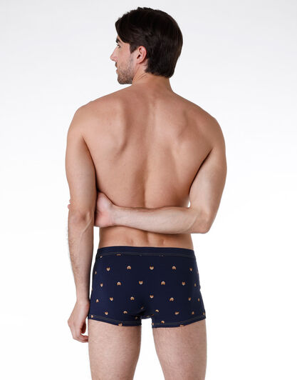 Boxer uomo in cotone elasticizzato, blu navy con stampa, , LOVABLE