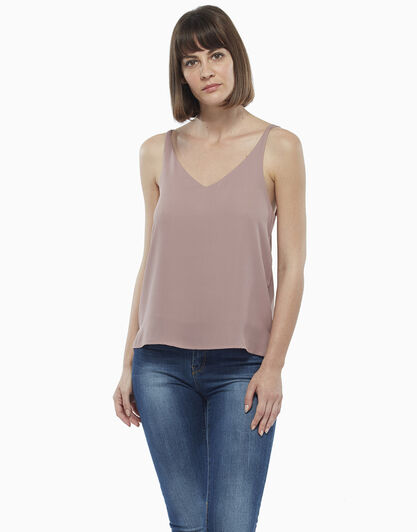 Top con doppia spallina sul retro limestone, in georgette , , LOVABLE