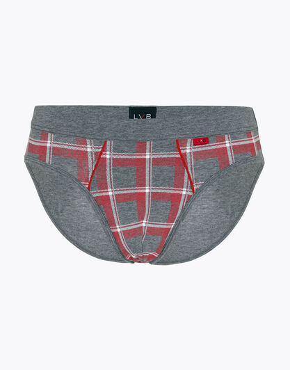 Slip uomo in cotone elasticizzato, grigio melange e rosso, , LOVABLE