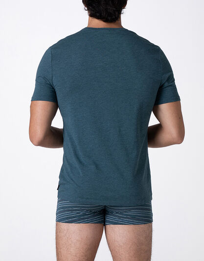 T-Shirt Scollo a V Rephined Cotton Modal, verde melange, , LOVABLE
