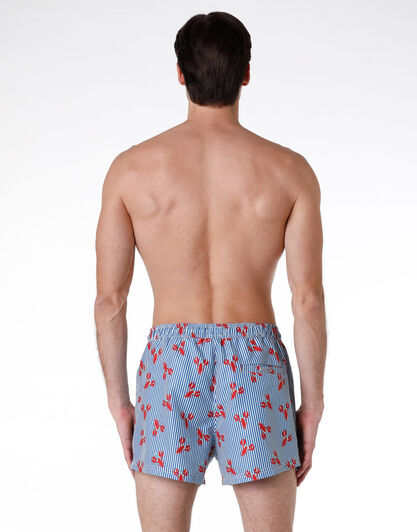 Costume short boxer in tela mano pesca, blu royal con stampa, , LOVABLE