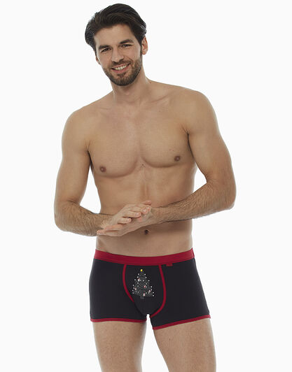 Short nero stampa piazzata in cotone elasticizzato , , LOVABLE