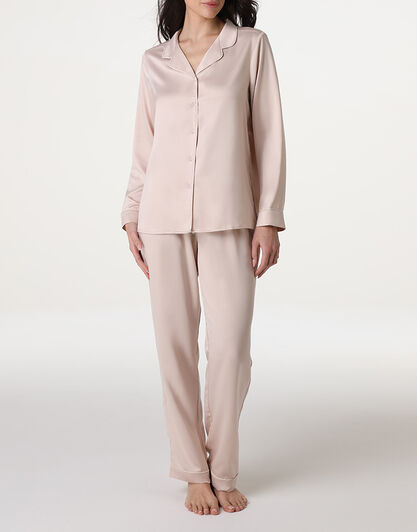 Pigiama lungo aperto in Satin, rosa champagne, , LOVABLE